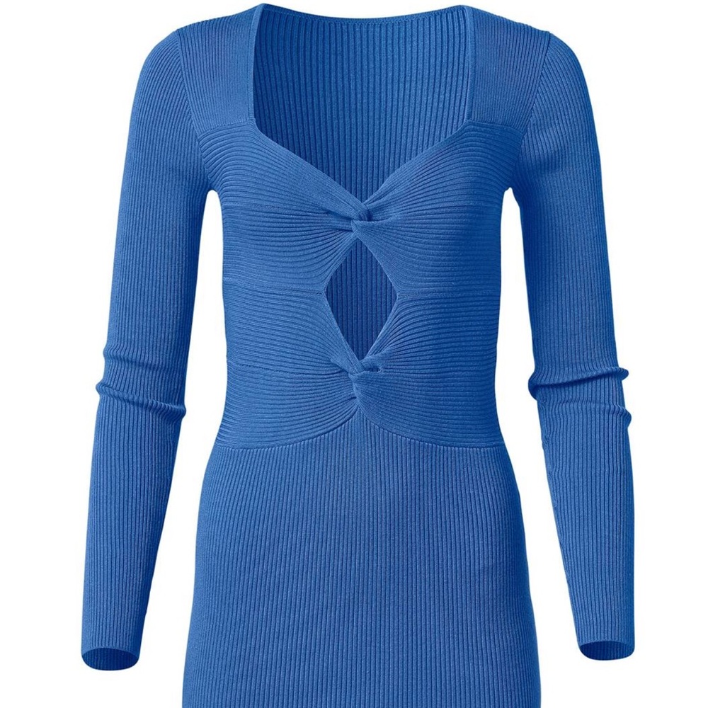 VENUS | NWOT | Blue Cutout Long Sleeve Ribbed Bodycon Sweater Dress Sz Medium - Picture 6 of 10